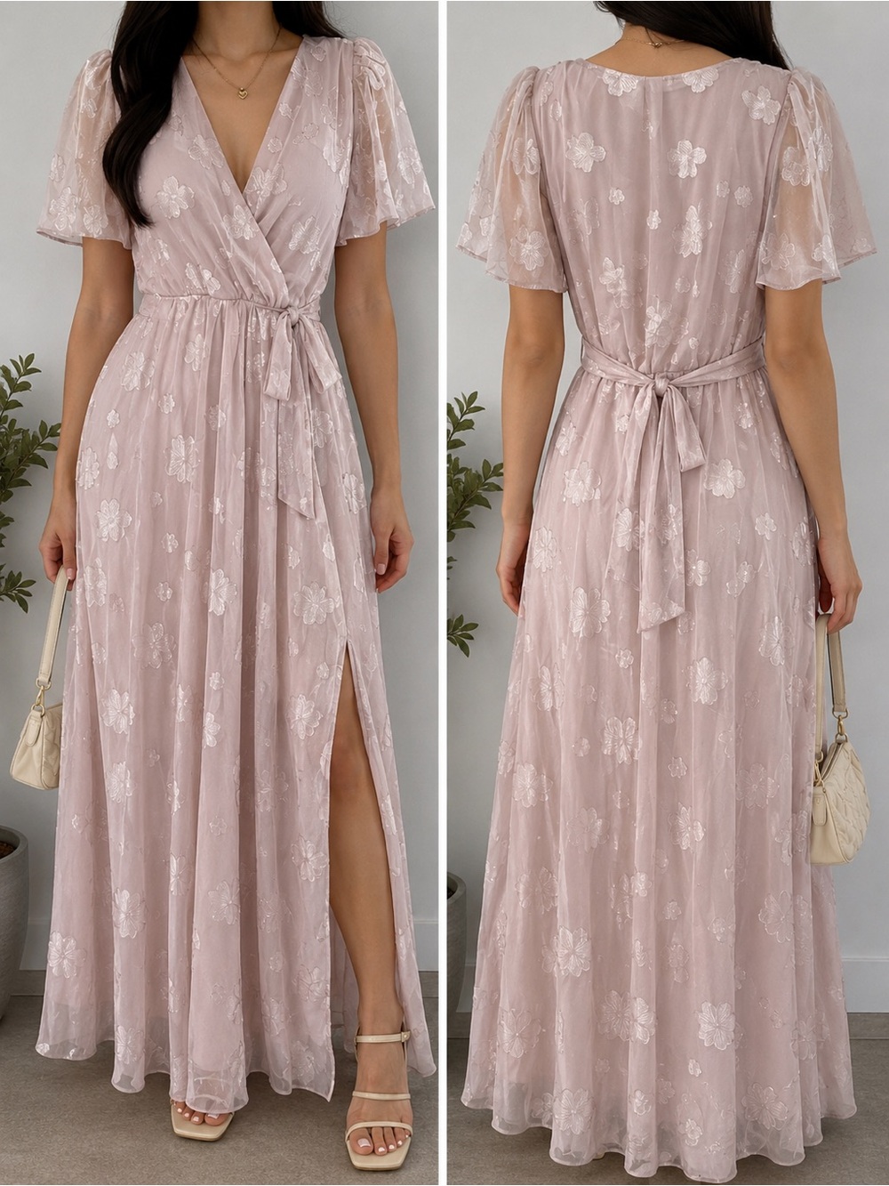 Baltic Born Blush Pink Floral Embroidered Maxi Dress